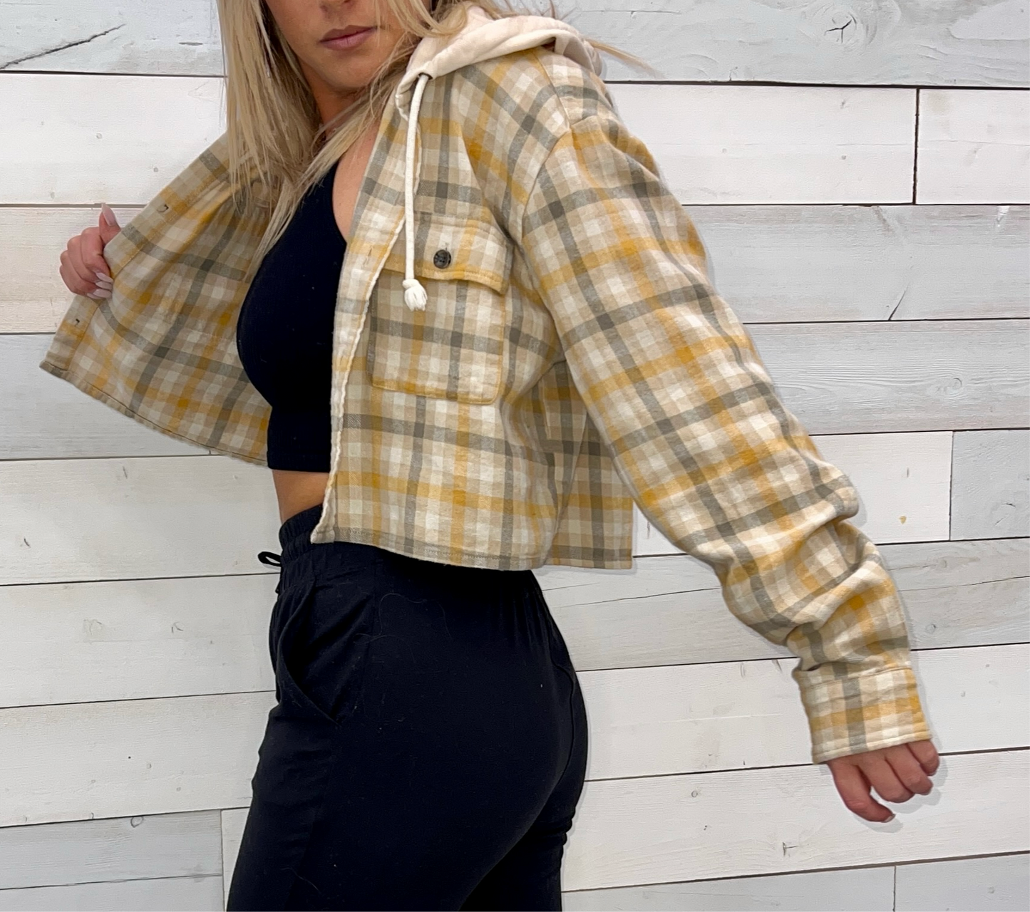 Cropped Breck Button Hoodie